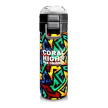 Coral High 500 Ml Paslanmaz Çelik Okul Termosu/suluk/matara - Erkek Çocuk - Siyah Grafiti Desenli - Sızdırma Yapmaz Çok Renkli