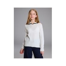 LC Waikiki Alıta Cıty Farkıyla Lcw Kids Ekru Polo Yaka Kız Çocuk Kazak Ekru - 925577801 Ekru