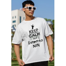 Nin Rock Metal Müzik Grubu Baskılı Unisex Oversize Tişört Beyaz