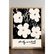 Flowers Doğal Ahşap Çerçeveli Poster, Dekoratif Sanatsal Duvar Tablosu