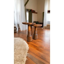 Wood Ahşap 2'li Set Fitilli Mantar Yan Sehpa Açık Ceviz Renk