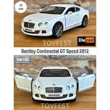 2012 Bentley Continental Gt Speed Çek Bırak Kapıları Açılabilen Metal Model Araba - Beyaz 11.5 Cm