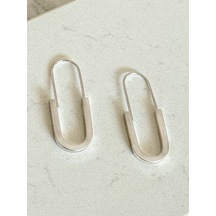 Demokan Kadın Çelik Küpe Köşeli Çengel Küpe 4cm Kararmaz Kadın Küpe 001