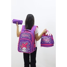 Mymelody Kız Çocuk 3 Lü Okul Çanta Seti Sevimli Tasarımlı Sırt Çantası Beslenme Çantası Kalemlik Pembe