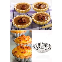 Paslanmaz Mini Kek Kalıbı, Tart, Tartolet, Brownie Muffin Kalıbı 6 Adet Metal Metalik Diğer