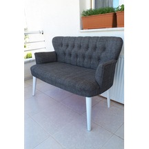 Azra Mobilya Ikili Balkon Koltugu - Kanepe - Keten Kumaş - Bekleme Koltugu-çay Seti Koltugu- Gri Gri