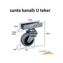 Sehpa Tekerleği Masa Tekerleği Sunta Kanallı Uzun Tip Tekerlek