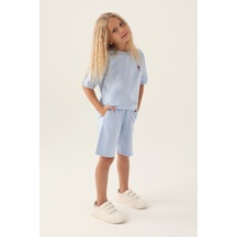 U.s. Polo Assn Lisanslı Simple Mavi Kız Çocuk Bermuda Takım 5274-43199