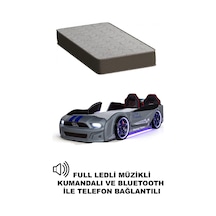 Gri Arabalı Yatak Kapıları Açılan Mst Full Ledli Kumandalı Ve Müzikli + Ortopedik Yatak