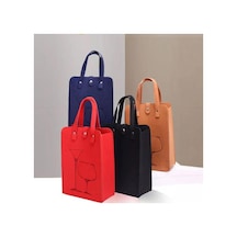 Şarap Kırmızısı Çanta Kalın Uzun Büyük Yük Taşıyan Şarap Hediye Kolu Yeniden Kullanılabilir Firma Dikiş Düşmeyi Önleme Şarap Kırmızısı