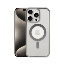 İphone 15 Pro Max Kılıf Erozi Magsafe Kapak - Gümüş