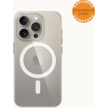 Apple Uyumlu iPhone 15 Pro Animasyonlu Sararmaz Magsafe Kılıf Şeffaf