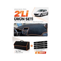 Peugeot 206+ 2009-2013 Uyumlu Torpido Örtüsü + Tay Tüyü Bagaj Çantası + Sticker - Siyah Kahverengi