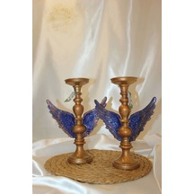 Mumluk Şamdan Melek Kanatlı Elişi Hand Made 2 Li