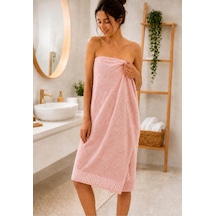 Boncuk Desenli Banyo Havlusu Toz Pembe