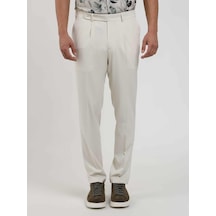 Dufy Bej Erkek Slim Fit Düz Pileli Pantolon - 104463-bej Bej