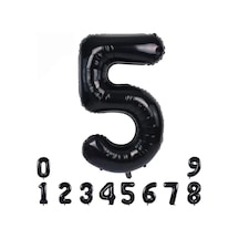 5 BEŞ SİYAH RAKAM FOLYO BALON 34" Inc 82 cm