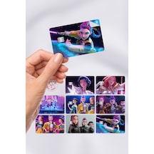 Kpop Demon Hunters Çizgi Dizi Kart Kaplama Yapışkanlı Folyo Sticker 8 Adet Çok Renkli