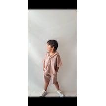 Cg Kids Pamuklu Keten Erkeke Çocuk Alt Üst Takım Kahverengi