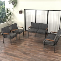 Mygusi Hayal Balkon Bahçe Cafe - Metal Kanepe Koltuk Takımı - 2+2+1+1 Koyugri Koyu Gri Mygusi Hayal Balkon Bahçe Cafe - Metal Kanepe Koltuk Takımı - 2+2+1+1 Koyugri Koyu Gri