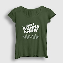 Presmono Kadın Know Arctic Monkeys T-shirt Haki