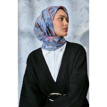 Silk Home Viskon Velora Karışımlı Eşarp Karolina Mavi-bebe Mavi Tonlu Desenli Tok Duruşlu 90x90 Çok Renkli