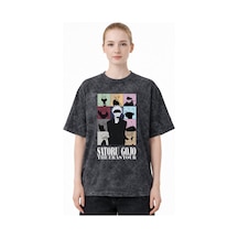 Sevbano Gojo Satoru Jujutsu Kaisen Anime Baskılı Unisex Oversize Eskitme Siyah