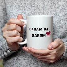 Mor Mürekkep Babam Da Babam Baskılı Beyaz Kupa