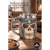 10 Adet Şovalye Kupa Bardak Paslanmaz Çelik, 12 X 14 Cm Ölçülerinde, Kupa Mug Cup