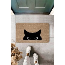Bej Kedi Desenli Kapı Önü Paspası Kp09n11