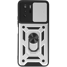 Poco X3 Gt Kılıf Pars Lens Yüzüklü Silikon - Gümüş
