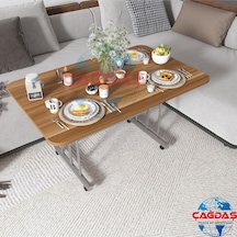 Teknor Tekerlekli Masa Orta Sehpa 70x110 Cm Metal Ayak Kahverengi