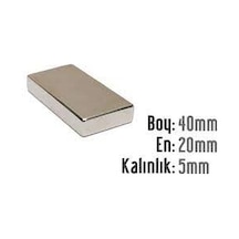 Neodyum Mıknatıs 40x20x5 Mm 5 Adet
