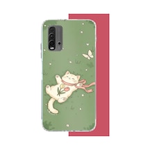 Redmi 9t-poco M3 Uyumlu Fularlı Kedi Baskılı Silikon Kılıf Renkli