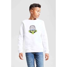 Tshirthane Powerpuff Girls Mojo Jojo Baskılı Unisex Çocuk Beyaz Sweatshirt