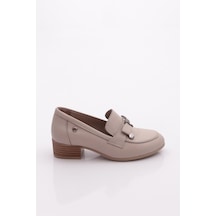 Mammamia D25ya-3365 Kadın Deri Loafer Ayakkabı Sılver Grey Pen
