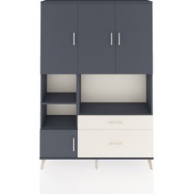 Arges Dolap 7 Raflı 2 Çekmeceli 5 Kapaklı 132x30x195 Antrasit-antrasit/aytaşı Antrasıt/aytası