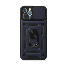 Apple İphone 12 Pro Uyumlu Kılıf Pars Lens Yüzüklü Silikon - Lacivert Çok Renkli
