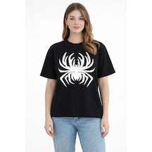 Epilons Zenda1125 Örümcek Baskılı Tişört Kısa Kollu Bisiklet Yaka T-shirt - Siyah Zenda478
