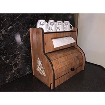 Ekmeklik New Bread Box,Havlu Peçetelik Saklama Gözlü Baharatlık Rafı Dekoratif Demonte Ceviz
