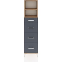 Arges Dolap 2 Raflı 4 Çekmeceli 44x30x182 Çam-antrasit Atlas Çam