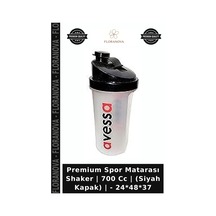 Premium Spor Matarası Shaker 700 Cc Siyah Kapak - 24 48 37
