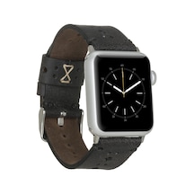 Apple Watch Uyumlu Deri Kordon 42-44-45mm Delikli Siyah Diğer