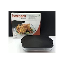59024 Borcam Siyah Kapaklı Fırın Tepsisi 28x28cm Şeffaf