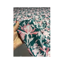 Maroken Kumaş En 145 Cm Kırışmaz Dökümlü Elbiselik Tunik Pantolonluk Kumaş M102 Pembe-yeşil