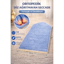 Ortopedik Diz Ağrıtmayan Kapitone Tasarım Hediyelik Çeyizlik Seccade 1cm Sünger 65 120 Ebat Mavi