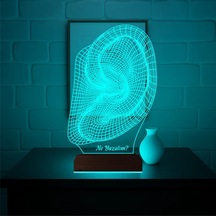 Luvivia Kulak İşitme Tasarım Kişiye Özel 3d Lamba - Masa Gece Lambası Şeffaf