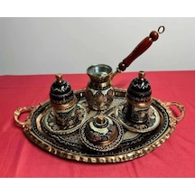 2li Bakır Fincan Takımı Ve Cezve,lokumluk,oval Tepsi