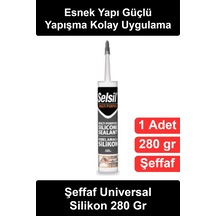 Şeffafsilikon Şeffaf Universal Silikon 280 Gr Genel Amaçlı Sızdırmazlık Kartuş Mastik Banyo Lavabo