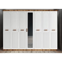 Etro Membran 7 Kapaklı Gardırop Montaj Dahil Ceviz Beyaz 245 Cm